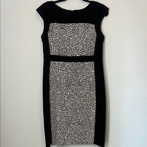 Adrianna Papell Women's Elegant Black and‎ White Women's Midi Dress Size 12